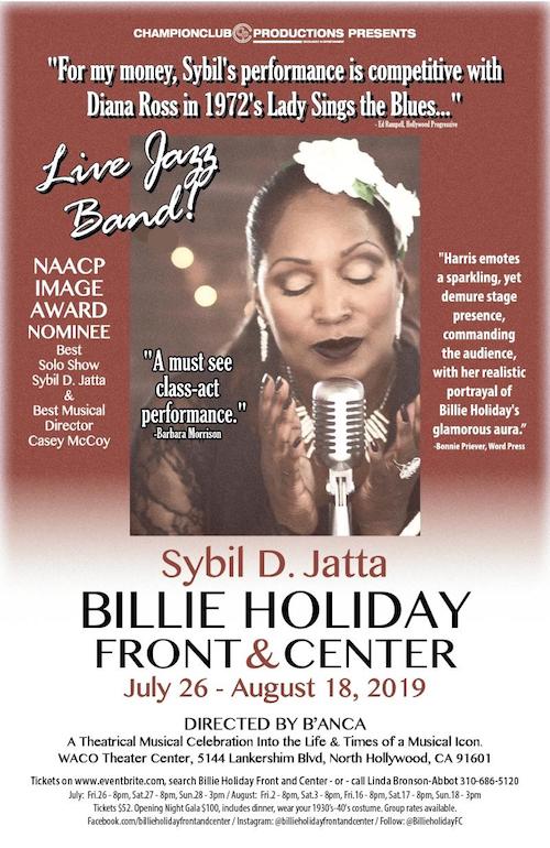 BILLIE HOLIDAY:FRONT AND CENTER BEGINS JULY 26 AT WACO THEATER CENTER IN NORTH HOLLYWOOD